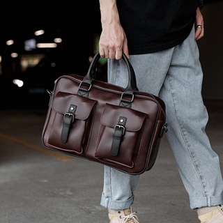 VARZALO MAN Retro Men's Bag Men's file package Briefcase PU Leather Laptop Bag Business shoulder bag
