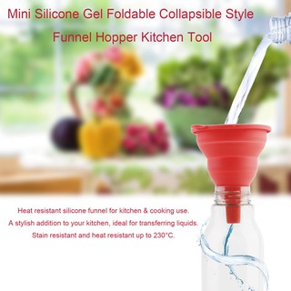 New Mini Silicone Gel Foldable Collapsible Style Funnel Hopper Kitchen Tool