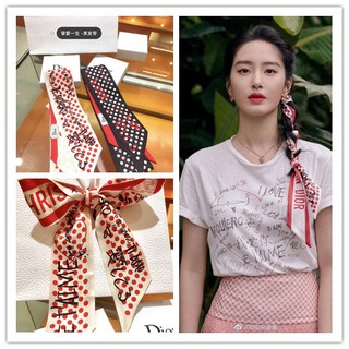New Brand Silk Skinny Scarf Valentine's Day Gift Women Silk Scarf Small Handle Bag Ribbons Female Head Scarves For Ladies