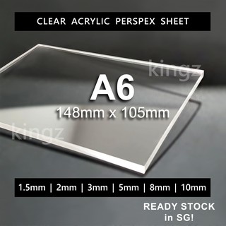 Clear Acrylic Sheet | Perspex Sheet | Plexiglass Sheet | A6 (148mm X 105mm) | 1.5/2/3/4/5/8/10mm Thickness