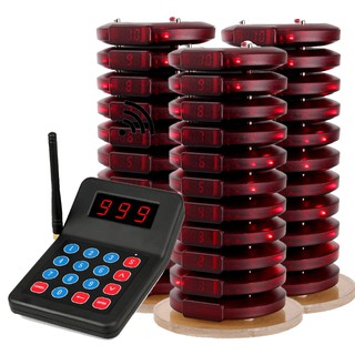 30 Coaster Pager buzzer +1 keypad Call Queue Wireless Paging Calling system for Restaurant Take Food Service Cafe Shop