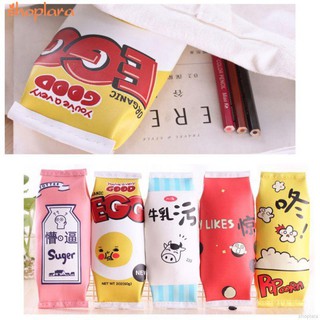 Cute Korean School Pencil Case Boy Girl Leather Milk Box Snack Pen Holder