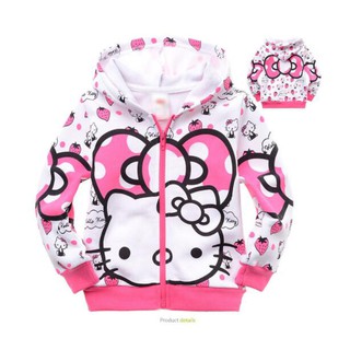 Child coat Girls Cute Jacket Hello Kitty Cartoon Top Zipper kid Long Sleeve