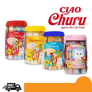 New Stock !! Ciao Chu Ru - 1 Bottle (14gx50pcs) 100% Original Ciao Stick - Ciao Cat Treats / Snack