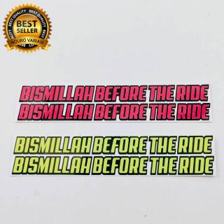 Yellow Pink Bismillah Before the Ride Sticker for Helmet Visor