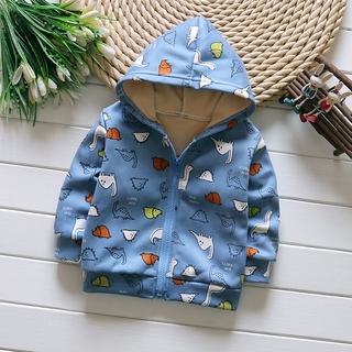 Children's Plus Velvet Coat Baby Hooded Zipper Boy Jacket Sweater