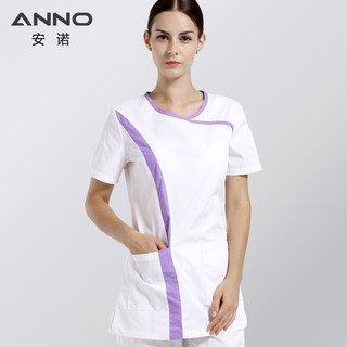 ANNO White Nurse Uniforms Cotton Medical Scrubs Women Slim Fit Beauty Salon Suit Body Medical Form Female