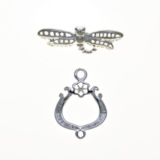 [Shop Malaysia] Clasp, Toggle, 17X23mm, Dragonfly, Rhodium Plated Brass, Nickel Free. 5sets/pk.
