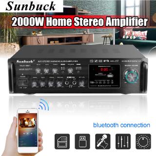 【HOT】 2000W 110V 5CH bluetooth Stereo Amplifier Karaoke FM USB Dual Microphone 2 MIC