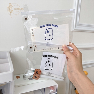 Roselife Ins Korean Cartoon Keep Early Bears Transparent PVC Handbag Organizer Zipper Bag