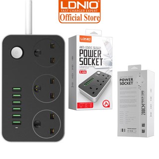[GENUINE] LDNIO SK3662 Power Socket with UK 3 Pin + 6 USB Fast Charger 250V/2500W/10A Extension Charge Plug Adapter (1)