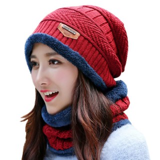 2pcs Unisex Winter Thicken Knitted Hats + Scarf Masks Sets