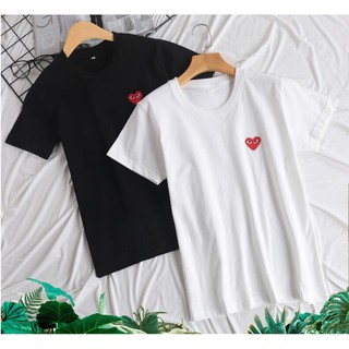 Etsy Play Embroidered red heart Tee couple Cotton short sleeves shirts women men