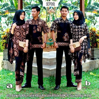 Couple Set Batwing 2702 Muslim Batik Javanese Blouse Suit Sogan Uniform Wedding Party Invitation XXXXXL