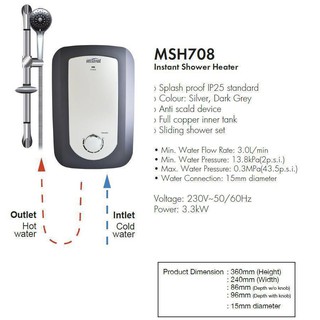 Mistral MSH708 Instant Shower Heater