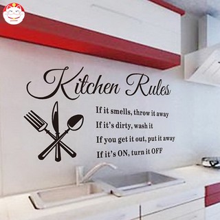 ✂GT⁂ DIY Home Decoration Kitchen & Home Kitchen Rules Quote Wall Stickers Home Decor Vinyl Art Mural Decal Removable Wa