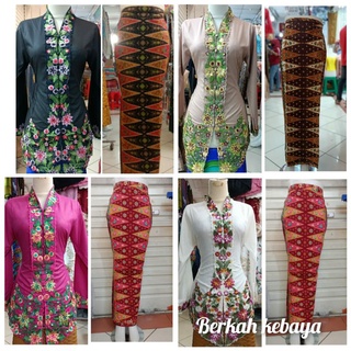 Modern Encim Javanese Blouse Long Sleeve Embroidery Jumbo Cotton Ima Kebaya Kartini Betawi