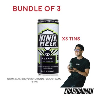 [Bundle of 3] Ninja Melk Energy Drink Original Flavour 250ml Ryan Higa / Like Redbull / Monster Energy