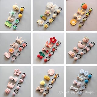 Cute Pet Hairpin Hairpin Teddy Yorkshire Maltese Dog Thumb Rubber Band Hair Rope Set Jewelry