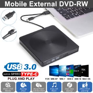Mini External Type C USB 3.0 DVD RW CD Writer Drive Burner Reader Player Laptop