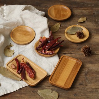 Mini bamboo round small dish Photographing bamboo and wooden plates Food Taobao photography props Photo background decoration