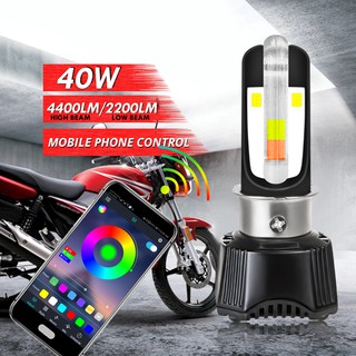 Yamaha Y125Z LC135 V2 V3 Motorcycle LED Headlight Bulb RGB Bluetooth Control RTD 40W 4400LM Hi/Lo Beam H4 HS1 BA20D P15D T19 Motorbike Scooter LED Driving Headlamp