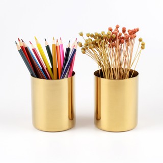 Nordic ins wind golden vase round pen holder metal crafts ornaments