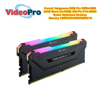 Corsair Vengeance RGB Pro DDR4-3600 32GB Black (2x16GB) 288-Pin PC4-28800 Ryzen