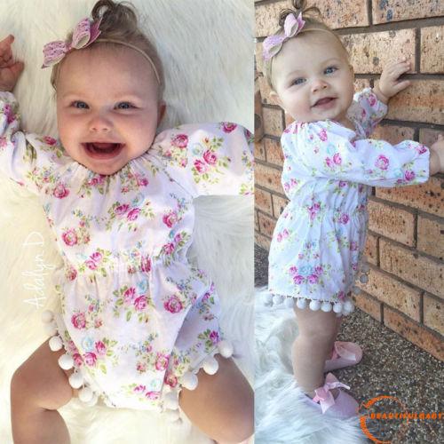 BBS-Infant Baby Girl Flower Romper Bodysuit Jumpsuit Playsuit Outfits Clothes