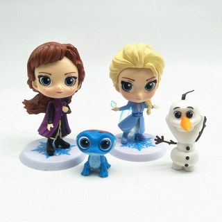 4PCS Playset Frozen Figures Anna Elsa Olaf Cake Topper Snow Queen Anime Gift Set