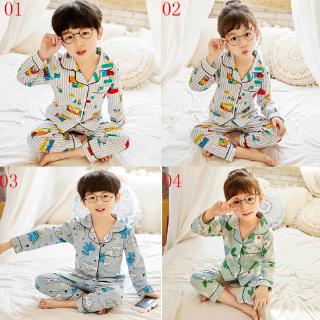 Children's Cute Cotton Dinosaur Pyjamas Set Sleepwear Kids Long Sleeve Tops + Pants Boys Girls Pajamas Suit Homewear