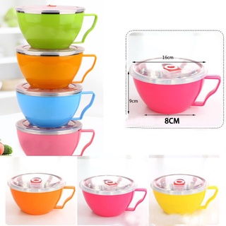 Cartoon instant noodle bowl Korean Stainless Steel Bowl With Lid