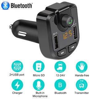 Bluetooth Fm Transmitter Modulator Mp3 Player with Voltage Display USB Charger