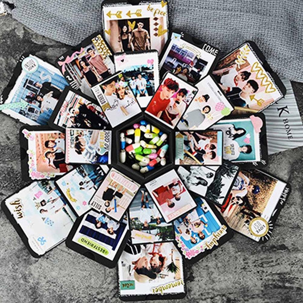 Hexagon Folding Romantic Multi Layer Surprise Box Wedding Anniversary Gifts DIY Birthday Explosion Handmade Photo Album