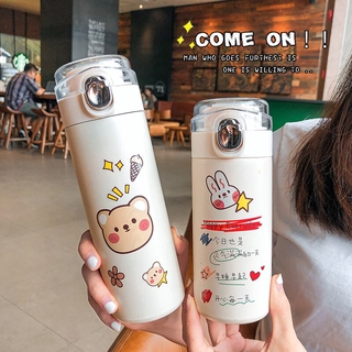 Cartoon Cute Bear Thermos Bottle Kawaii Rabbit Stainless Steel Vacuum Flasks Portable Travel Leakproof Water Bottle Thermo Cups