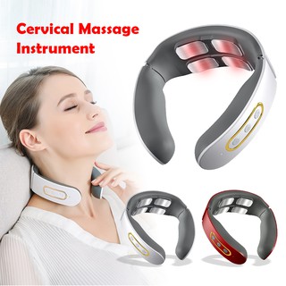 SH Neck Massager 4 Heads USB Magnetic-Pulse Wireless Neck Cervical Massager Tool Rechargeable 6 Massage Modes