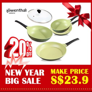 Lowenthal New Olivia Titanium Cooking pan 1+1 / non stick Cookware ceramic Frying pans Wok pot