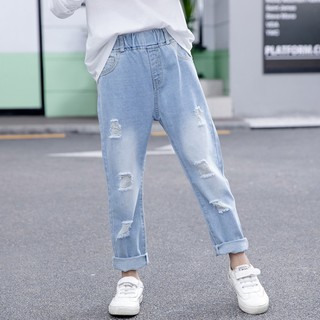 🌈Kids Boutique🌈 Girls Fashion Long Denim Ripped Jeans Kids Clothing Comfortable Long Pants