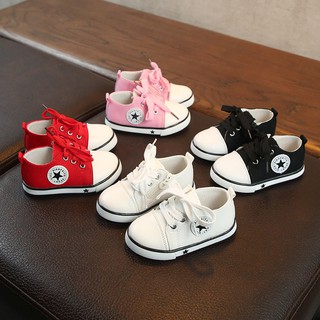 Children Canvas Tendon Bottom Stars Print Solid Color Casual Shoes