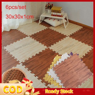 6pcs/set Wood Soft EVA Foam Play Mat Kids Puzzle DIY Toy Floor Carpet