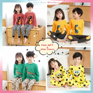 【TS】Pyjamas Kids Clothing Cotton Baju+Pants Suit Baju Tidur Sleepwear