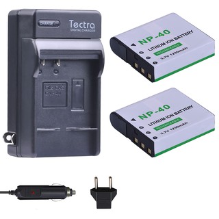 Tectra 2Pcs NP-40 NP40 NP 40 Camera Battery+ Digital Charger for Casio EX-FC100 FC150 FC160S P505 P600 P700 Z300