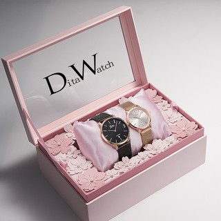 DITA Fashion Couple Watches Brown Leather Business Men Watch Women Watches Quartz Waterproof Watch Date Jam Tangan