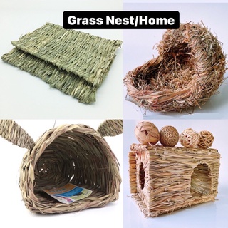 Natural Woven Rabbit Grass House Hamster Straw Grass Play Hay Bed House Cage Hay Mat Chew Toy Foldable