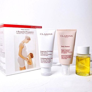 Clarins A Beautiful Pregnancy Set - Stretch Mark Expert 175ml + Tonic Body Oil 100ml + Exfoliating Body Scrub 200ml