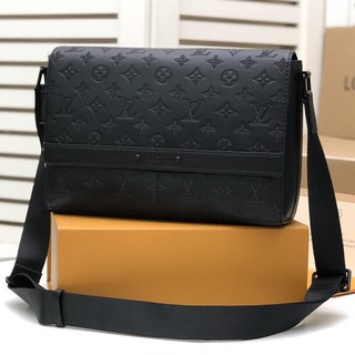 M44729 black embossed leather / men's crossbody bag / briefcase