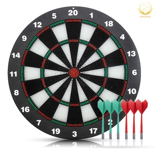 OMYBABY Security Plastic Dart Game Dartboard With 6 Bristle Darts Staple-free Bullseye with Rotating Number Ring Adults Kids Inhouse Toy Office Entertainment