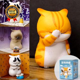 Kids Toy Blind Box Cute Kawaii Funny Annoying Cat Depressed With Food Ice Cream Miniature Action Figures For Boys And Girls Birthdays Gift