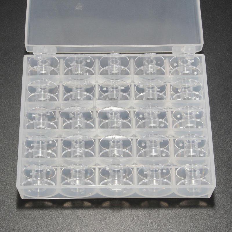 Janome Storage Case 25 Clear Sewing Machine Spools Thread Empty Bobbins With Box (1)