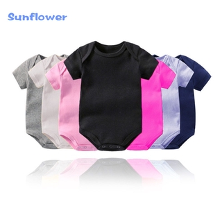 Sunflower Baby Fashion Clothes Newborn Baby Rompers Unisex Infant Clothes Soild Cotton Short Sleeves Baby Boy Girl Jumpsuit Baby Bodysuit 0-24M BCPXY001